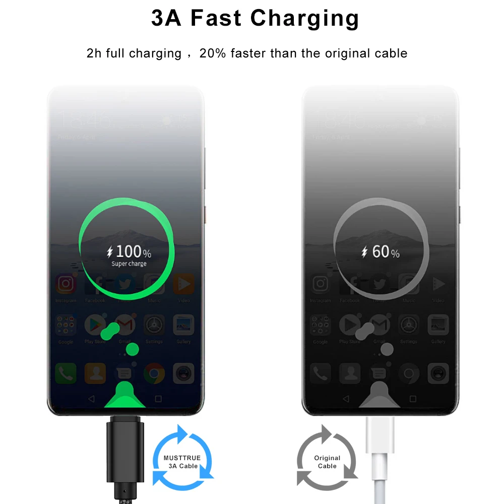 Кабель usb type-C 3A для быстрой зарядки USB C кабель для передачи данных Usb-C зарядное устройство для samsung S10 S9 S8 Xiaomi mi 8 красный mi Note 7 кабель type-C