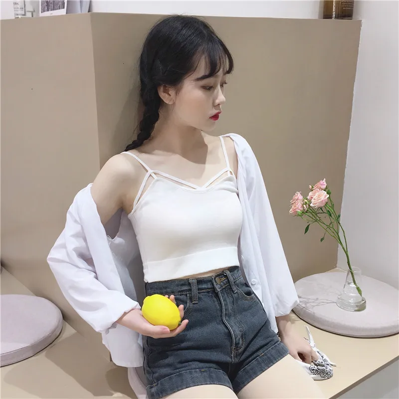 

Femme Tube Tops Bra Chest Cross Strap Wrapped Chest Short Section Navel Small Strap Sexy Female Bustier Wrap Bras Top