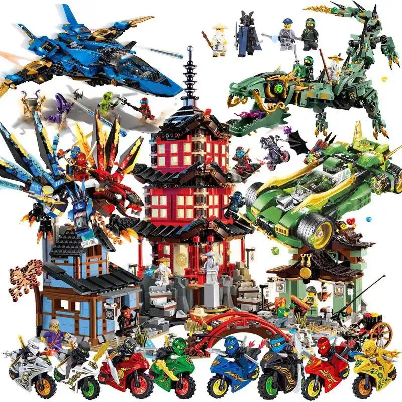 

ninjago-movie city sets Lloyd's Titan Mech dragon car Temple of Airjitzu building blocks bricks toys for birthday
