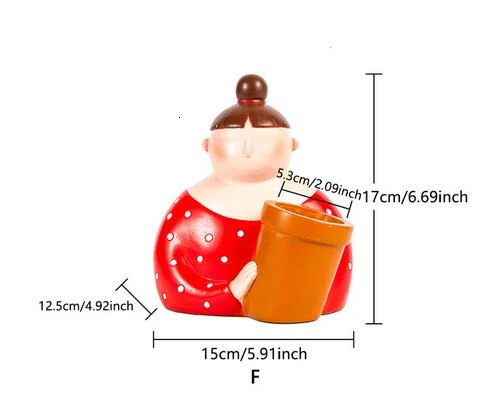 F Florero de resina personaje de dibujos animados maceta cara humana florero suculento arreglo повязка на голову sala de estar dormitorio - Цвет: F