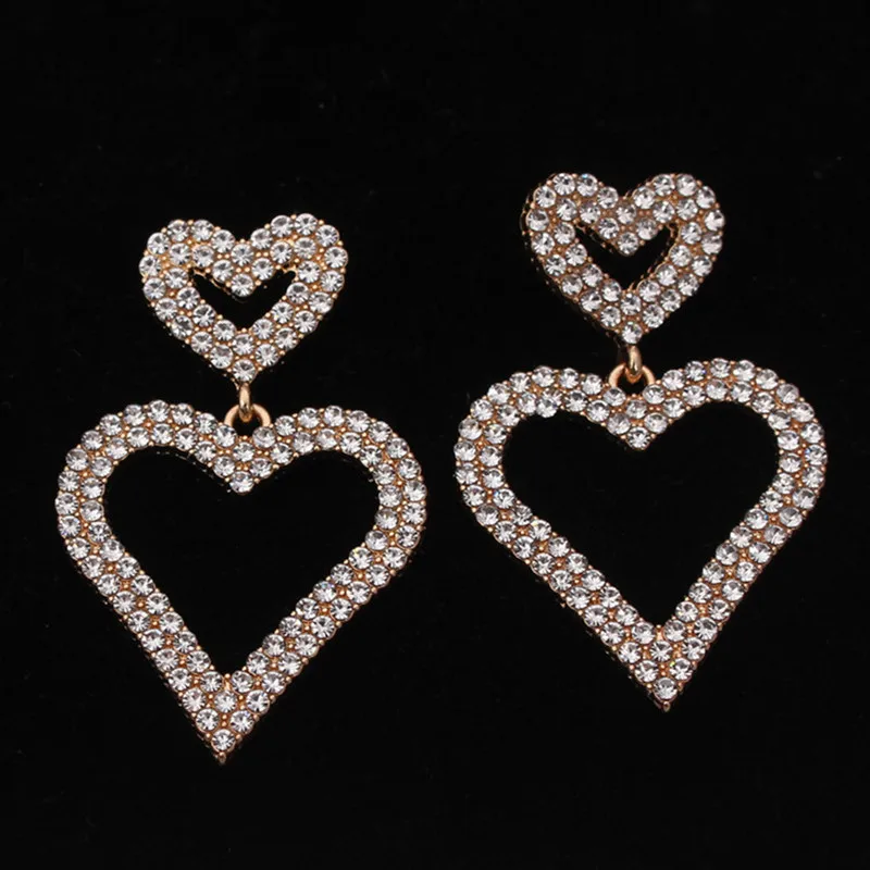 2020 гипоаллергенные серьги в форме двойного сердца полые полная мода