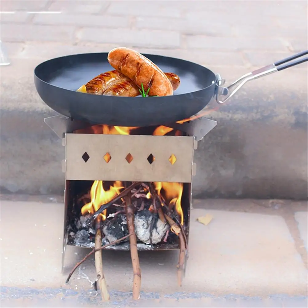 Портативная Сверхлегкая складная деревянная плита горелка из нержавеющей стали