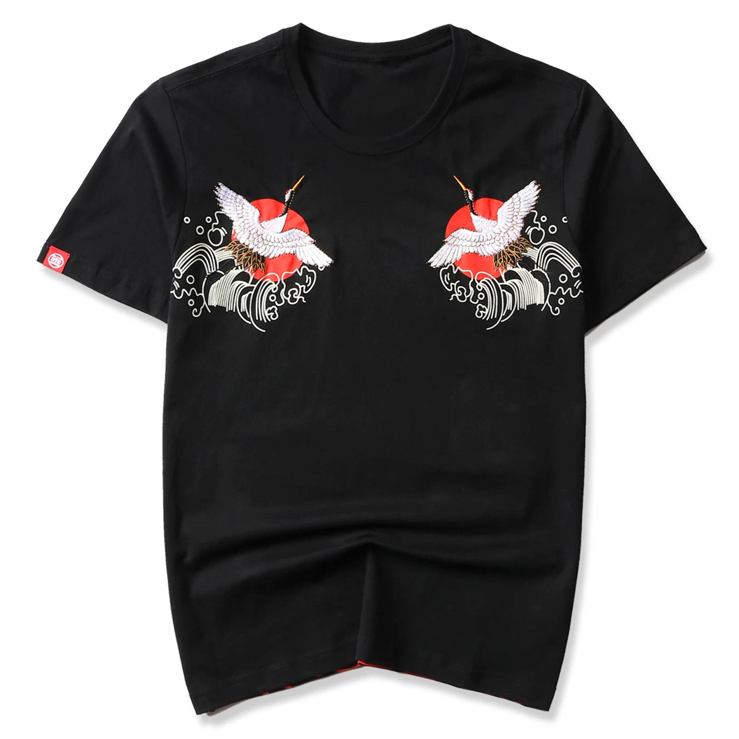 Футболка мужская оверсайз с принтом журавлей Tengyun модная тенниска в стиле