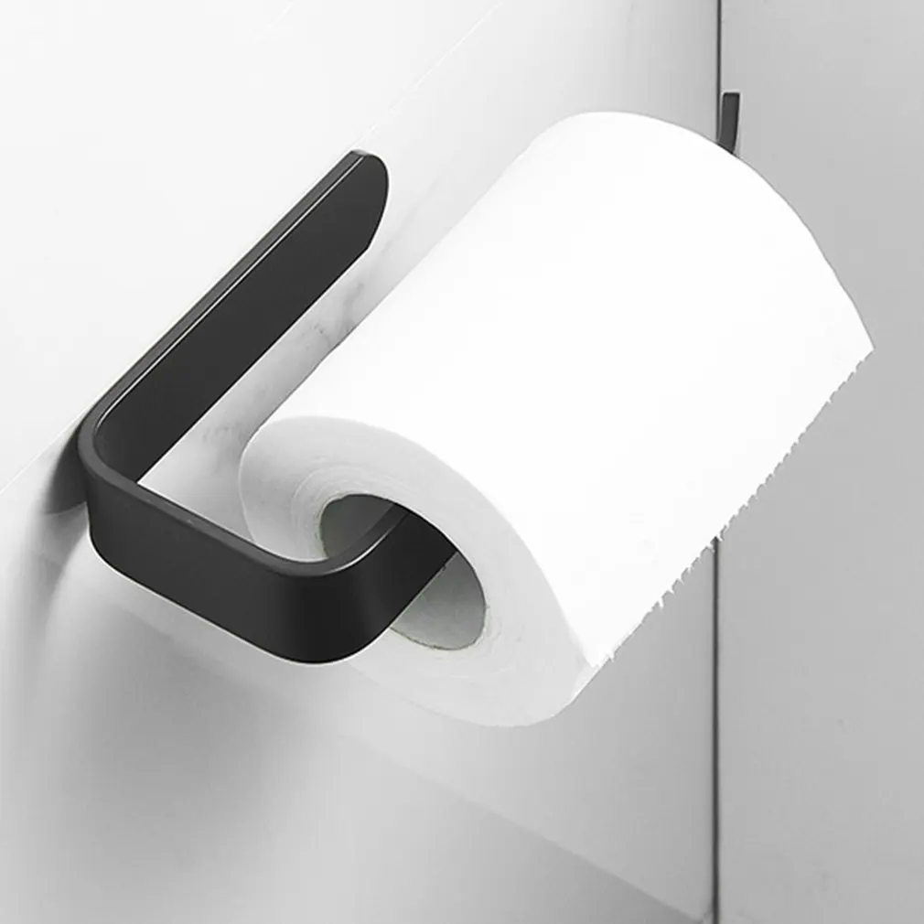 

Hanging Paper Roll Holder Kitchen Towel Cupboard Door Rack Space Aluminum Punch-free Creative Paper Toilet Tissue Box New 2021