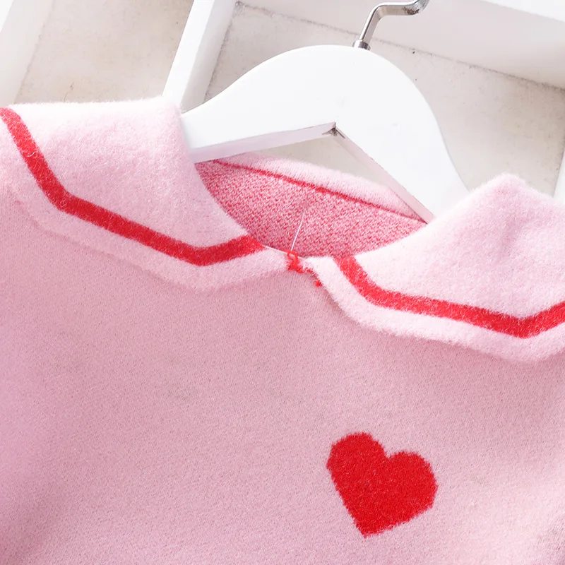 Осень 2019 комплекты для девочек свитер и юбка детский пуловер с отворотом|Свитера|