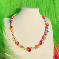 egirl jewelry cartoon animal heart mushroom smiley necklace for women harajuku y2k aesthetic necklace 2000s accessories fashion