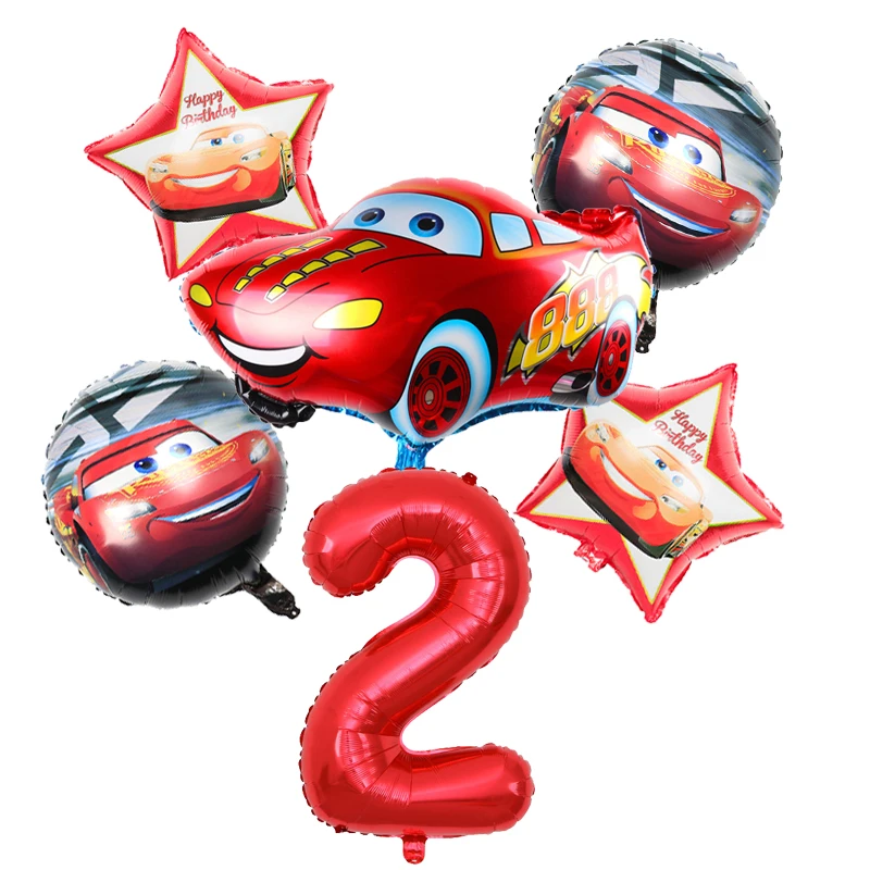 

1set Disney McQueen Cartoon Car Theme Birthday Party Decorations Kids Toys 40inch Red Number Foil Globos Baby Shower Supplies