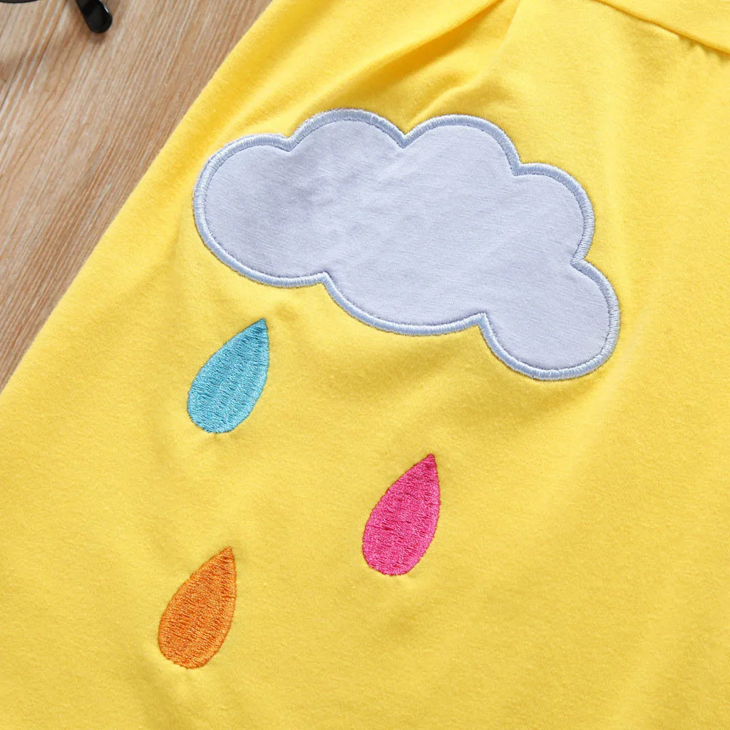 Платье для маленьких девочек без рукавов с принтом солнце и облако Детские