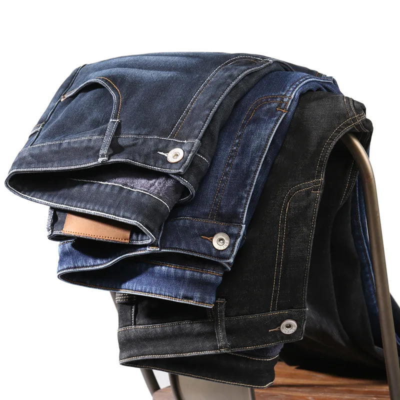 Новинка 2021 осень/зима мужские свободные прямые джинсы модные брендовые брюки в