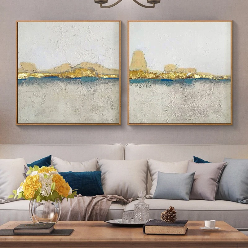 Handmade Painting Northern European-Style Restaurant Decorative Hong Kong Style Abstract Modern Minimalist Triple Hangi | Дом и сад