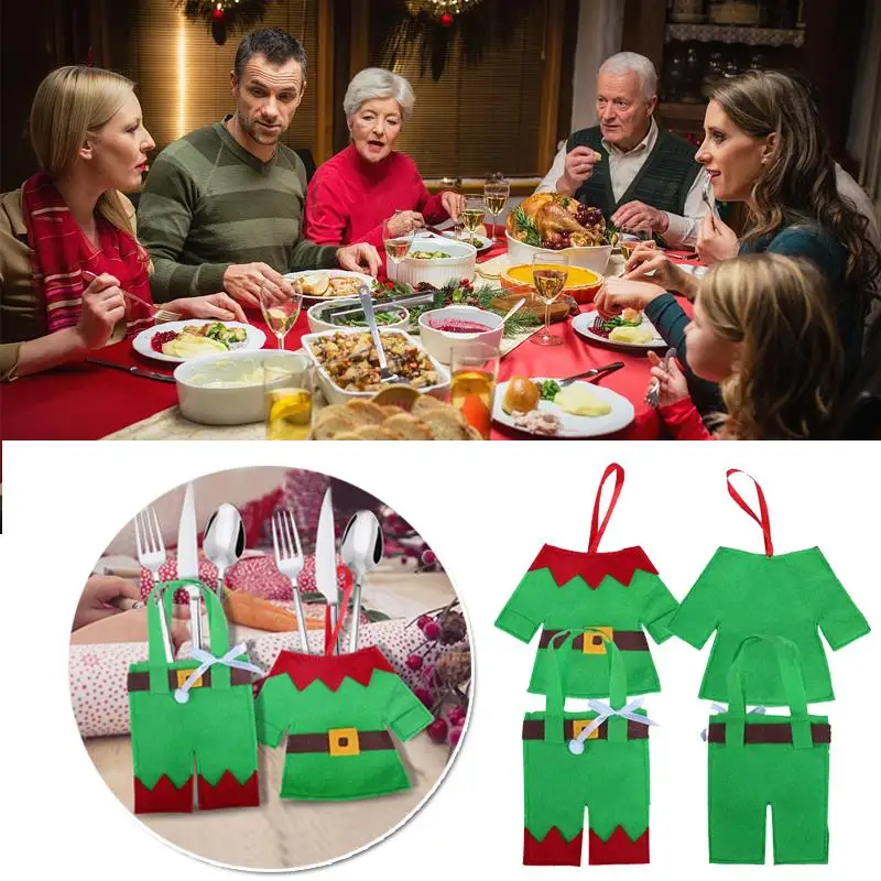 Милый нетканый Рождественский нож вилка сумка для хранения держатель украшение
