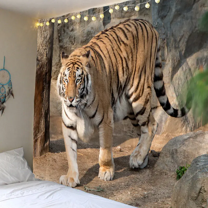 Гобелен животных Тигр настенные Висячие милые кошки собаки для домашнего