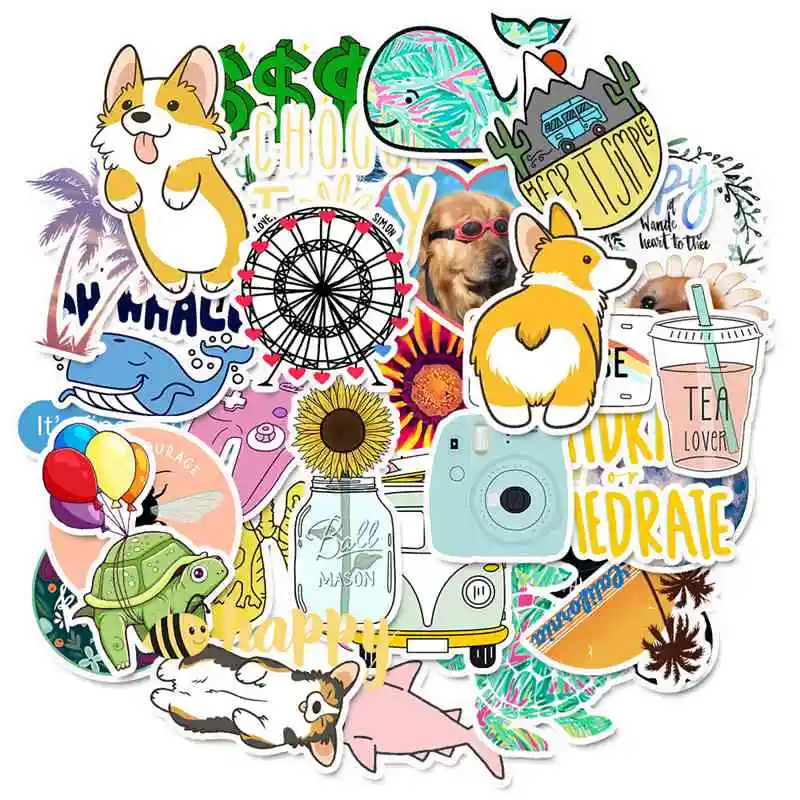 Водостойкие ПВХ наклейки для багажа ноутбука мотоцикла 50 шт./компл.|Наклейки