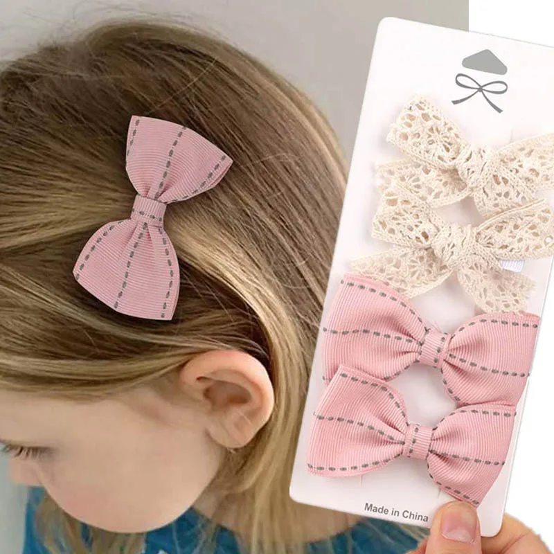 4 шт./набор хлопково-леняной леопардовый принт бантики для волос для милых девочек заколки безопасные шпильки аксессуары для волос для детей