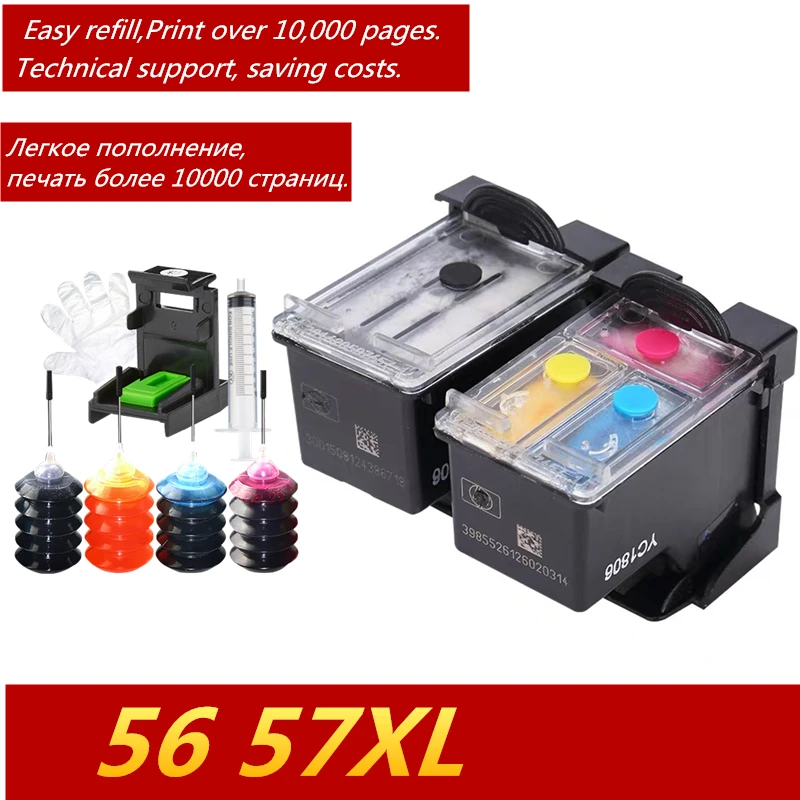 GraceMate 56 57 многоразовый картридж Замена для HP Deskjet 450 450cbi 450ci 450wbt F4140 F4180 5150 5550|ink