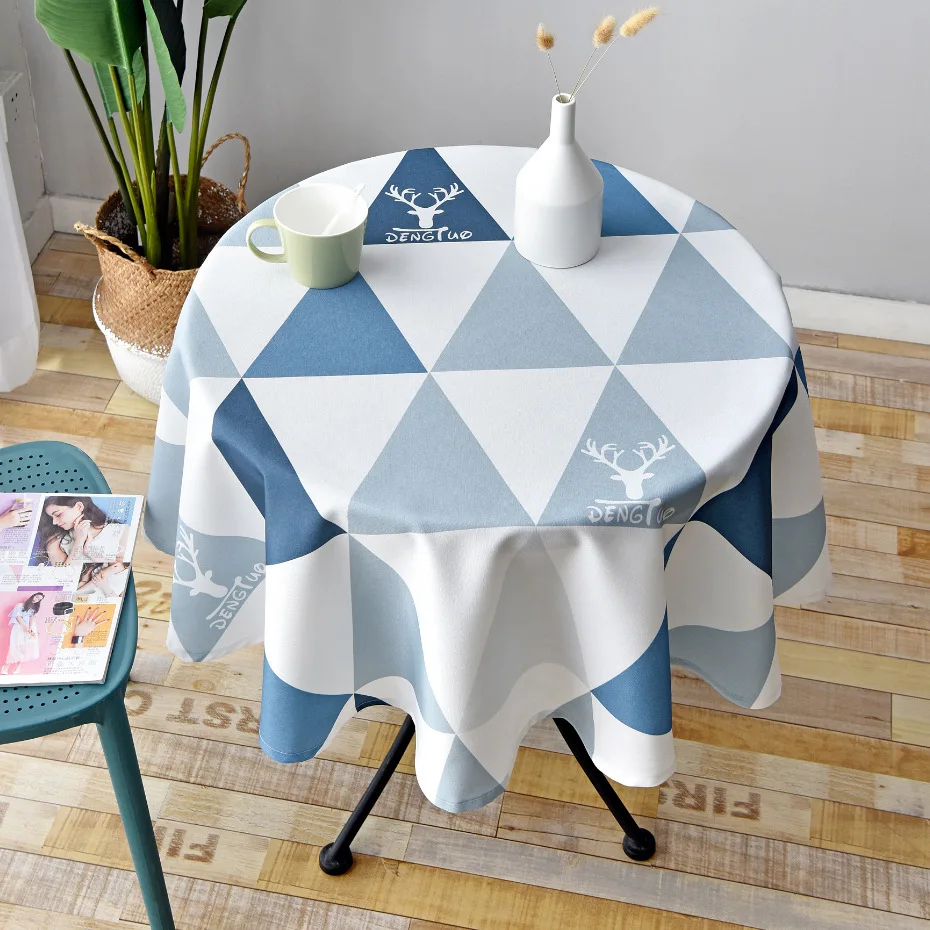 

Nordic Style Round Tablecloth Plaid Geometric Animal Print Table Cover Simple Waterproof Restaurant Household Round Table Cloth