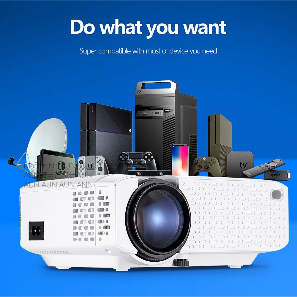 Светодиодный мини проектор D40 AUN для домашнего кинотеатра Full HD 1080P 4k Vidoe через порт