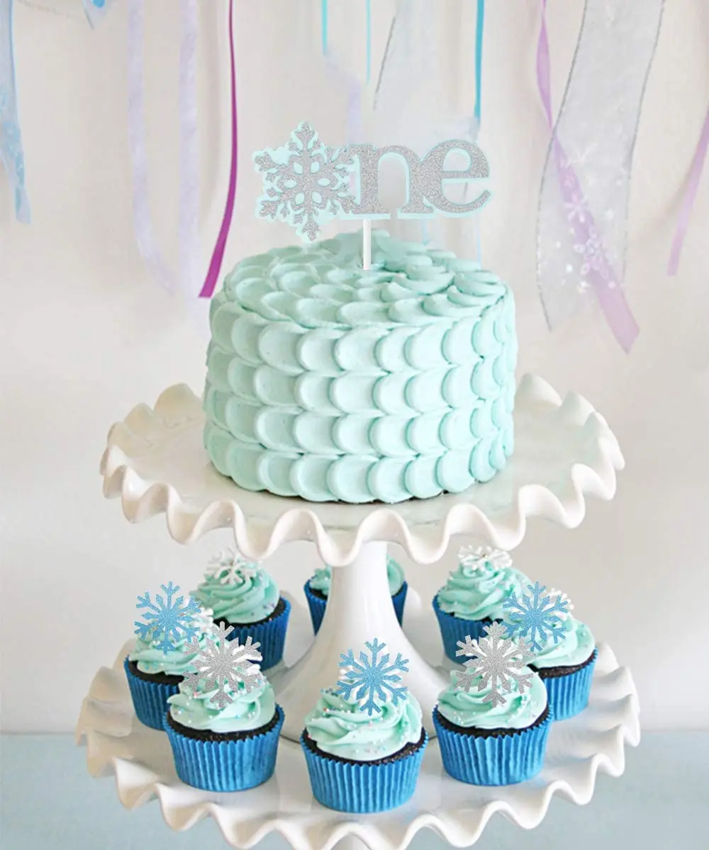 Decoraciones de fiesta de cumplea&ntilde;os para ni&ntilde;a, primer cumplea&ntilde;os, globos de invierno, cartel de foto de copo de nieve para suministros de primer cumplea&ntilde;os-5