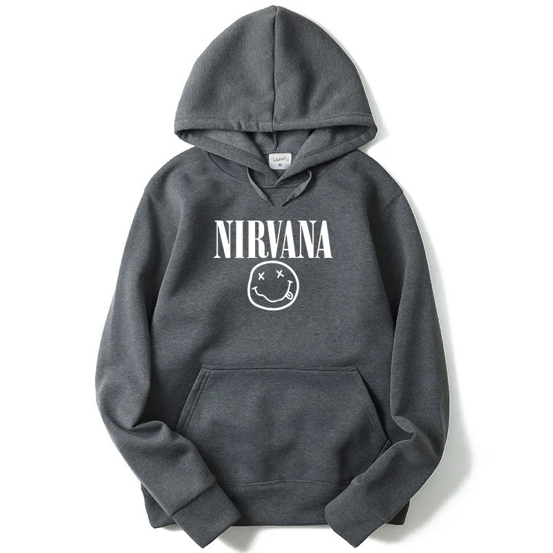 Gray-B Nirvana мужская толстовка с капюшоном в стиле хип-хоп толстовка с принтом Курта Кобейна уличная Толстовка Пуловер Harajuku свободная толстовка с капюшоном - Цвет: Gray-B