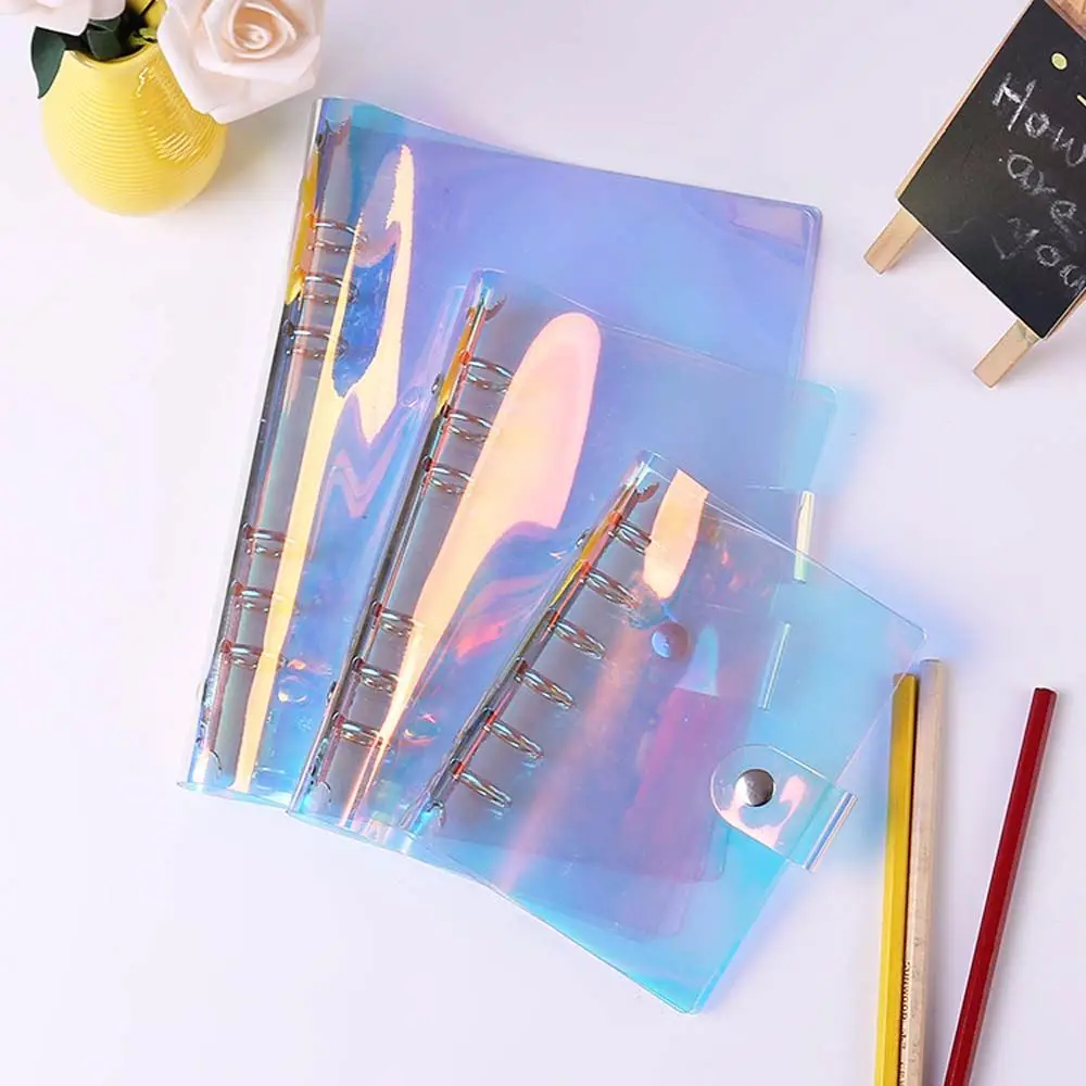 

A5 Dazzle Color Loose leaf Notebook PVC Accessory Sheet Shell Office Transparent Concise 6 Holes Binder Planner Cover Journal