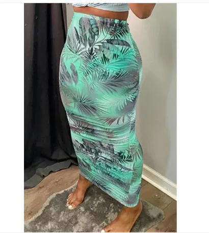 Женская юбка с высокой талией Midiskirt летняя/синяя/зеленая/оранжевая/Розовая