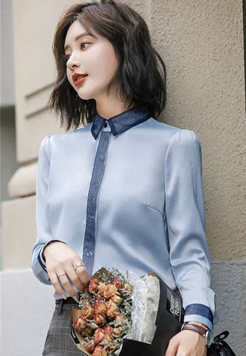 blue shirt Костюм женский брючный костюм женский костюмы женские женский костюм Стильные клетчатые брюки высокого качества, костюмы для женщин, деловой Блейзер, брюки, Офисная Леди, комплект из 2 предметов, 4XL Осень-зима - Цвет: blue shirt