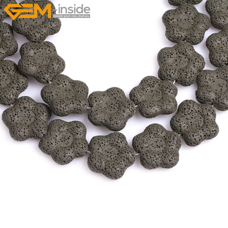 

Natural Flower Shape Lava Rock Beads For Jewelry Making Bracelet Necklace 27mm 15 inch DIY Jewellery For Woman Gift
