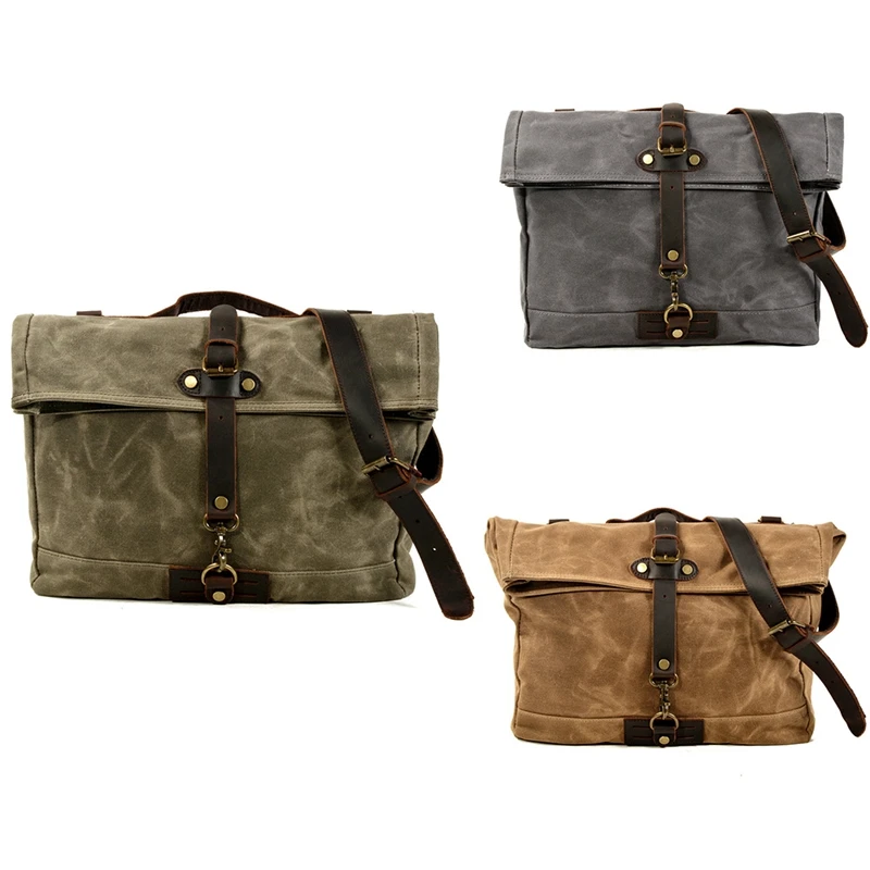 

Shoulder Bag Men's Messenger Bag Outdoor Sports School Bag Shoulder Riding Oil Wax Canvas Messenger Bag