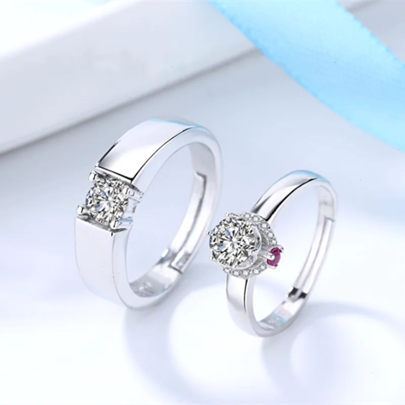 

Hot Sale Metal Fashion Jewelry Mounted with White Stone Couple Wedding Gifts кольцо Love Rings