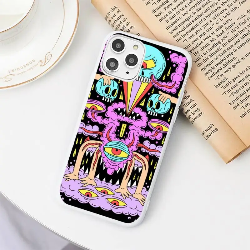 

Colourful Psychedelic Trippy Phone Case Candy Color White for iPhone 11 pro XS MAX 8 7 6 6S Plus X 5S SE 2020 XR