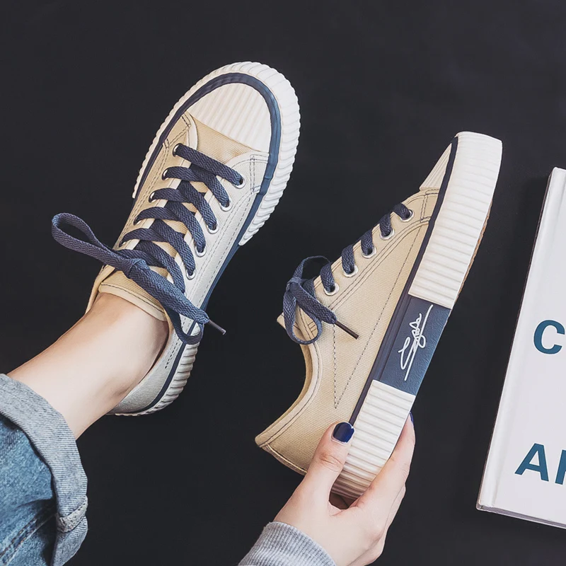 

Shoes Women's Sneakers Flats Low Top Sports Female Causal Canvas Trainers Teens Cute 2021 Trends Tennis Girly