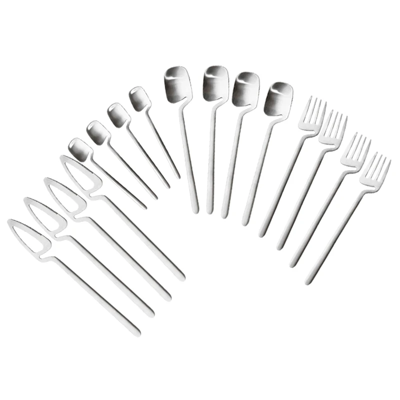 

16Pcs/Set Cutlery Set Knives Dessert Forks Spoons Dinnerware Set Home Kitchen Stainless Steel Tableware Set