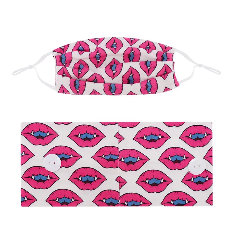 

Women Headband with Button Elastic Hair Bands with Face Mask 2020 New Fashion Halloween Printed Hair Accessories Wide Turban