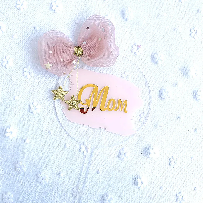 INS цвета: золотистый Туфли на день матери Большие торт Топпер для лучшего I Love Mama