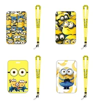 cartoon little yellow man lanyard push card holder for suitable flat cards such as school office exhibition lanyard card gifts