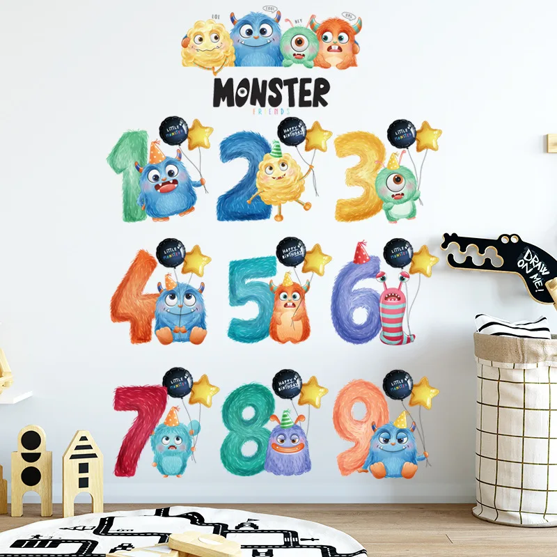 

Cartoon Animal Wall Stickers Little Monsters Alphanumeric Stickers Early Education Children's Room Decoration Early Education Wa