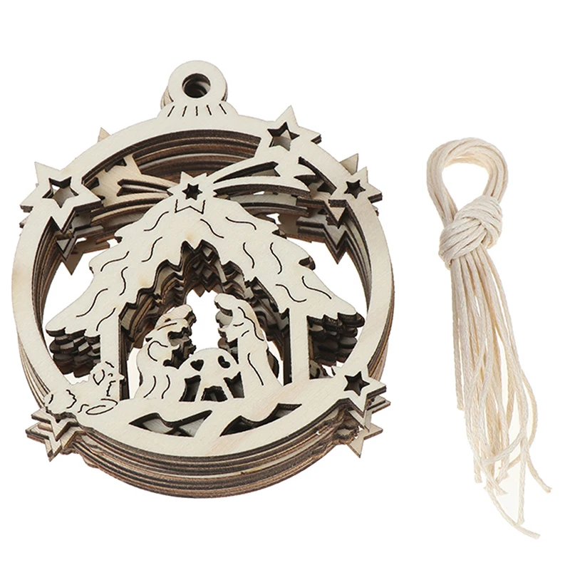 

10 шт., деревянные украшения для рождественской елки