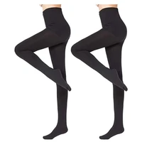 2021 2pcs women 150d microfiber thermo fleece lined tights thermo pantyhose in solid black color super warm winter tights