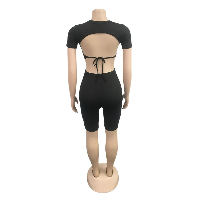 

Europe and The United States New Best Selling Women's Jumpsuit Suit Sexy Backless Tights Two-piece Suit