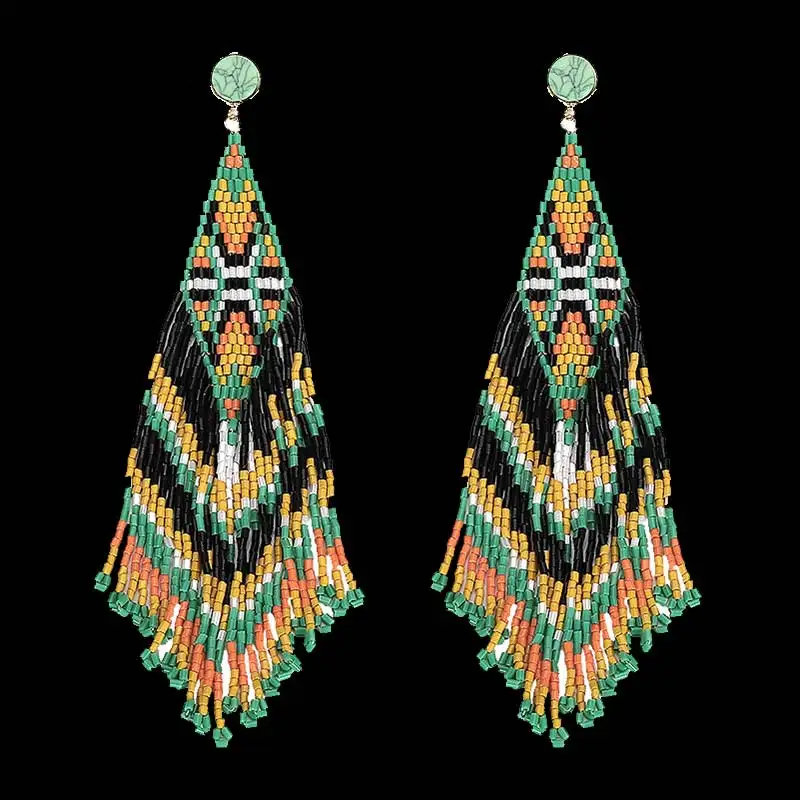 Dvacaman большие бусы серьги с бахромой для женщин Boho Этнические длинные висячие серьги массивные ювелирные изделия для свадьбы - Окраска металла: 5