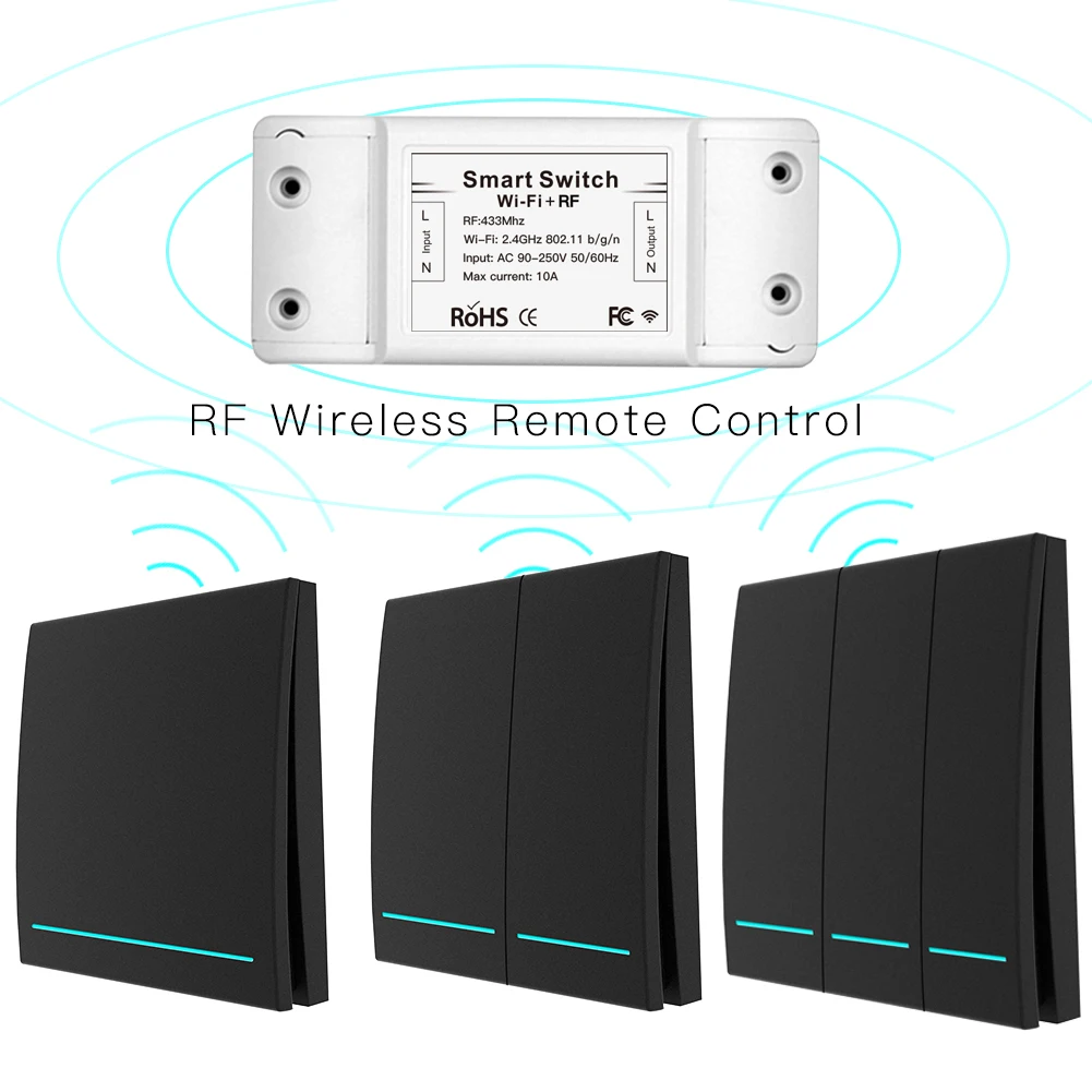 Rf433 МГц 110 В 220 в приемник Wifi беспроводной пульт дистанционного управления смарт-коммутатор с умным приложением life/Tuya, работает с Alexa Google Home
