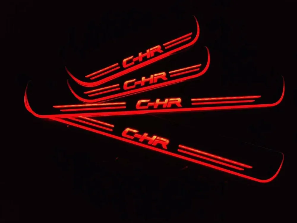 

RQXR led moving door scuff for Toyota c-hr dynamic door sill plate flat lining overlay flow/fixed light, 4pcs