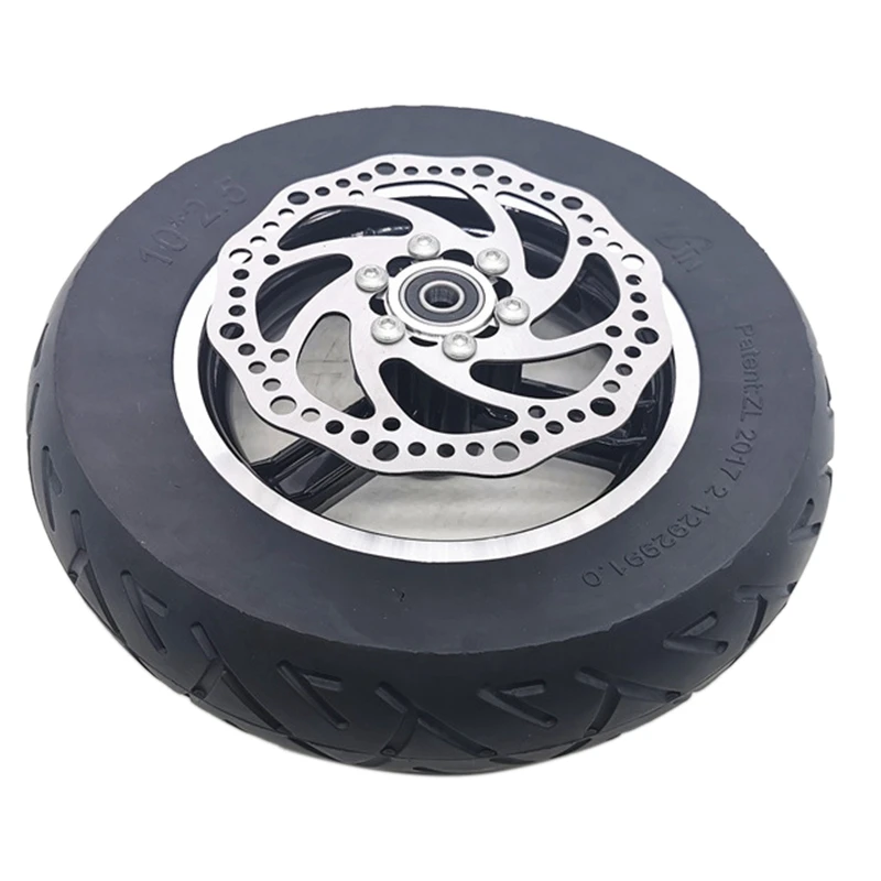 

1pcs 10 Inch Electric Scooter Wheels 10X2.50 with Disc Brake Rear Wheel Hub Disc Brake Set Hollow Solid Tire