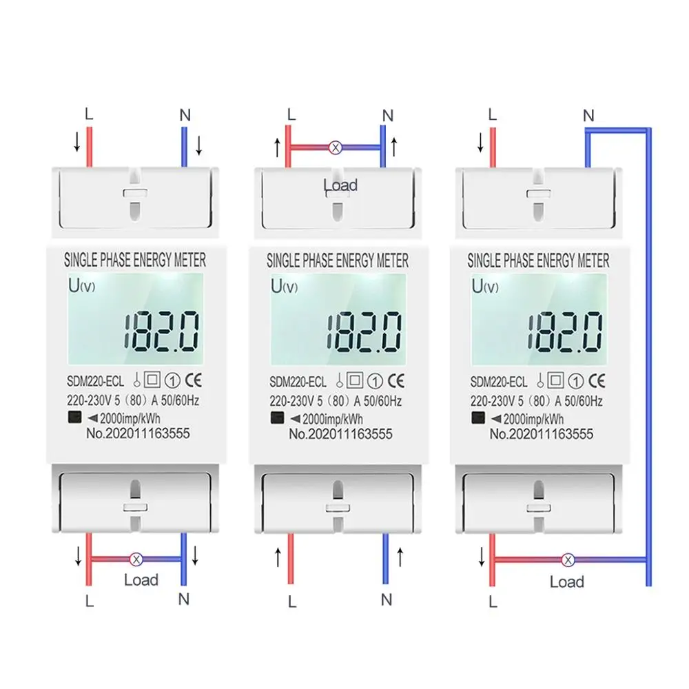 80A din рейка однофазный двухпроводный AC 220V 230V 50Hz/60Hz LCD цифровой дисплей