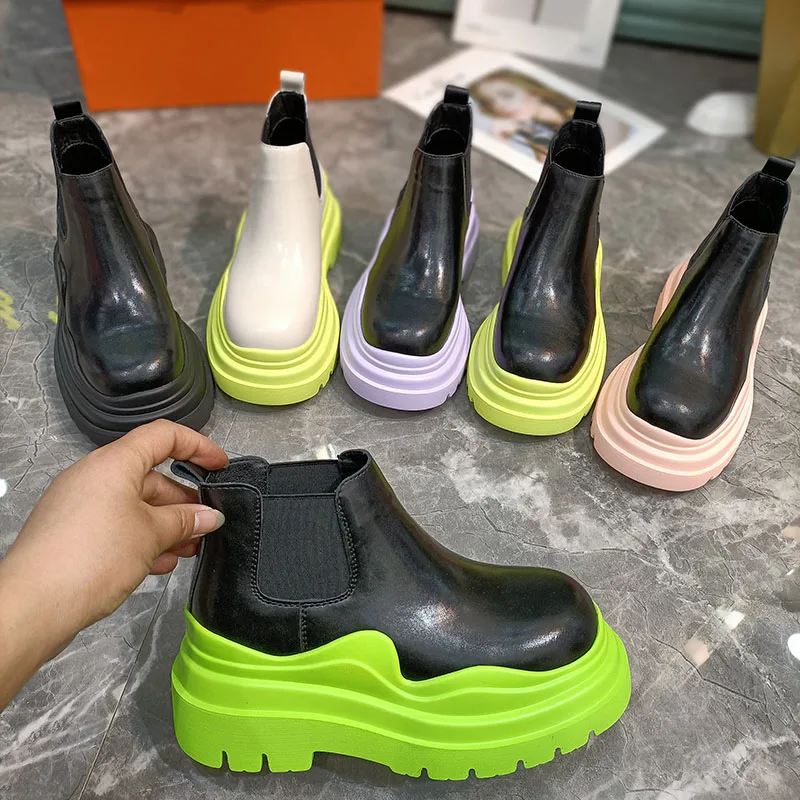 

Fashion women's shoes 2021 new European goods leather smoke tube boots platform shoes short boots Martin boots women's boots