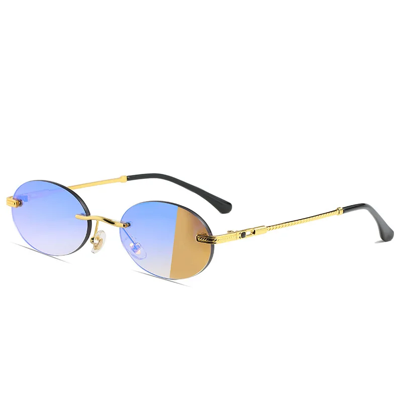 

Small frame oval punk sun glasses for women metal men vintage sunglasses