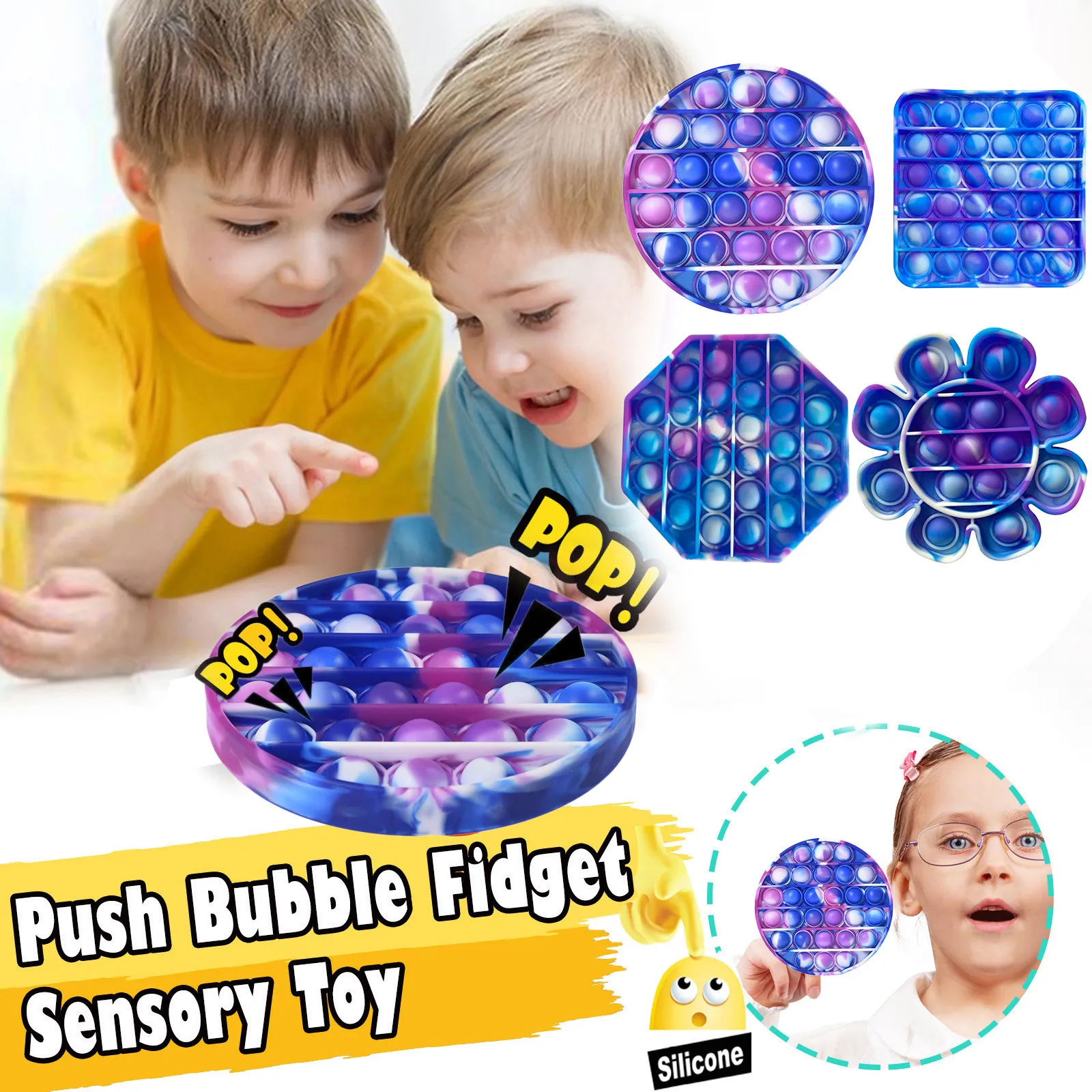 

Push Bubble Sensory PopIt Fidget Autism Needs Squishy Anxiety Stress Relief Antistress Silicone Adult Kids Desktop Toys Game