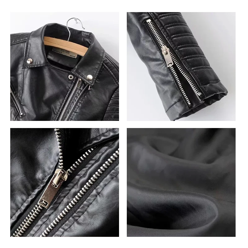 

2019 New Fashion Women Soft Motorcycle Faux Leather Jackets Ladies Long Sleeve Autumn Winter Biker Streetwear Black Pink Coat