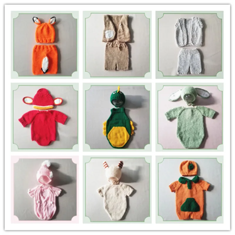 Dvotinst Newborn Photography Props for Baby Crochet Knit Cute Outfits Clothes Romper Fotografia Accessories Studio Photo Props