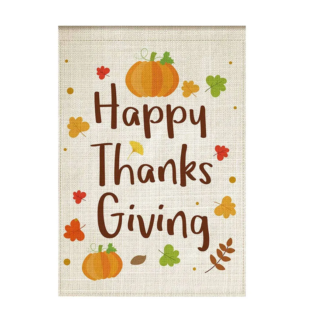 Счастливое Спасибо Давая осенний сад флаг двухсторонний льняной декоративный